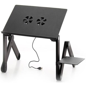 Раскладной столик для ноутбука Laptop table T8 черный (вентиляторы охлаждения + Mouse Pad) купить в Москве. Доставка: